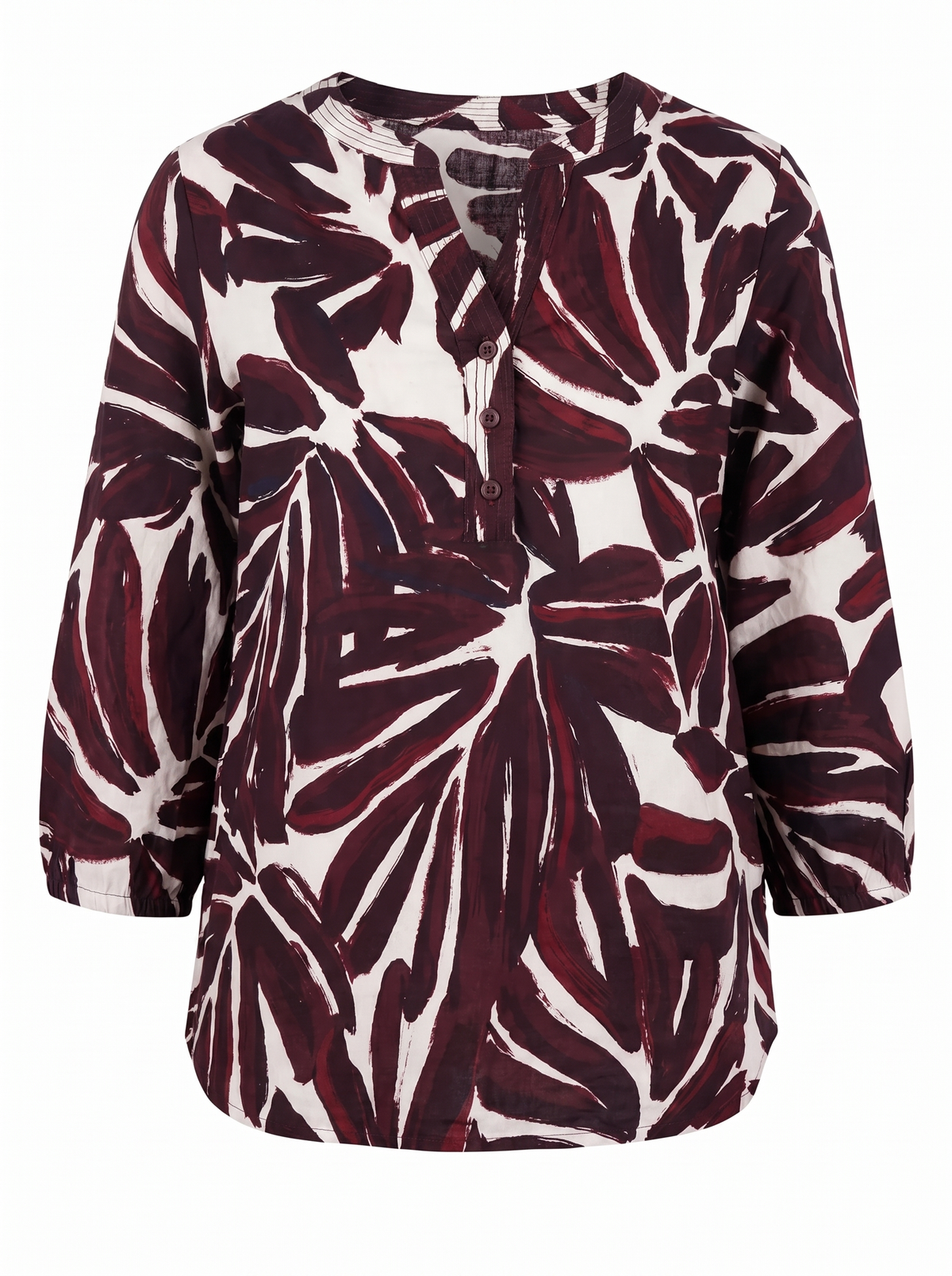 Flora Bloom Henley (Mulberry Red)